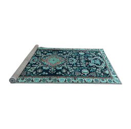 Sideview of Machine Washable Animal Light Blue Traditional Rug, wshtr1071lblu