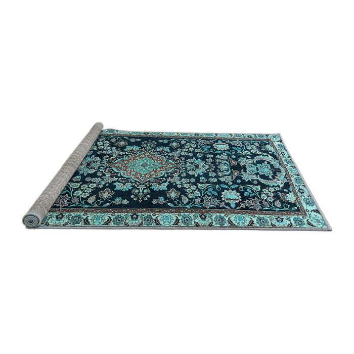 Sideview of Machine Washable Animal Light Blue Traditional Rug, wshtr1071lblu