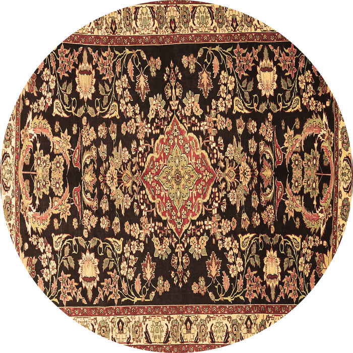 Round Machine Washable Animal Brown Traditional Rug, wshtr1071brn