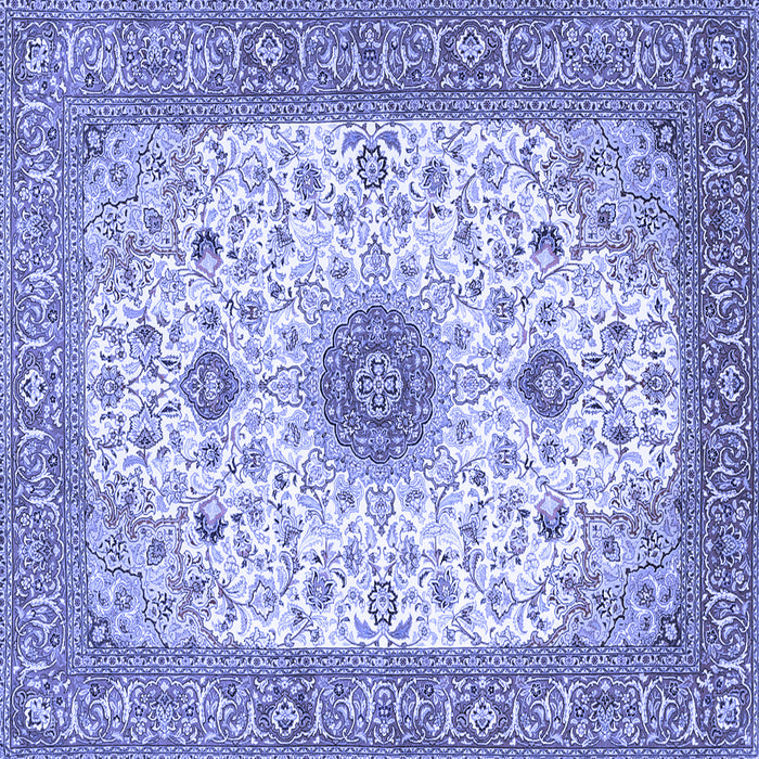 Square Machine Washable Medallion Blue Traditional Rug, wshtr1072blu