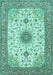 Machine Washable Medallion Turquoise Traditional Area Rugs, wshtr1072turq