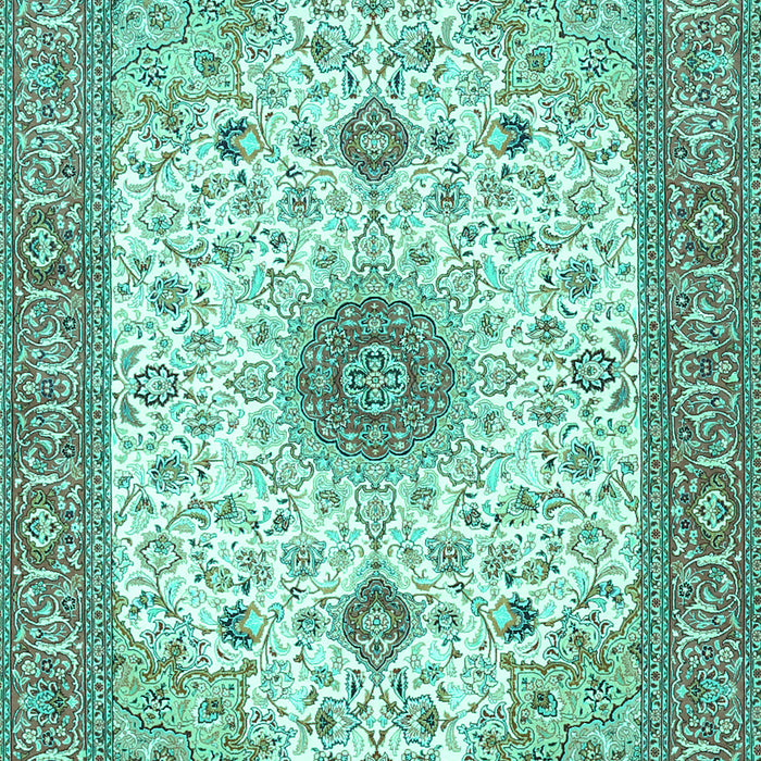 Machine Washable Medallion Turquoise Traditional Area Rugs, wshtr1072turq