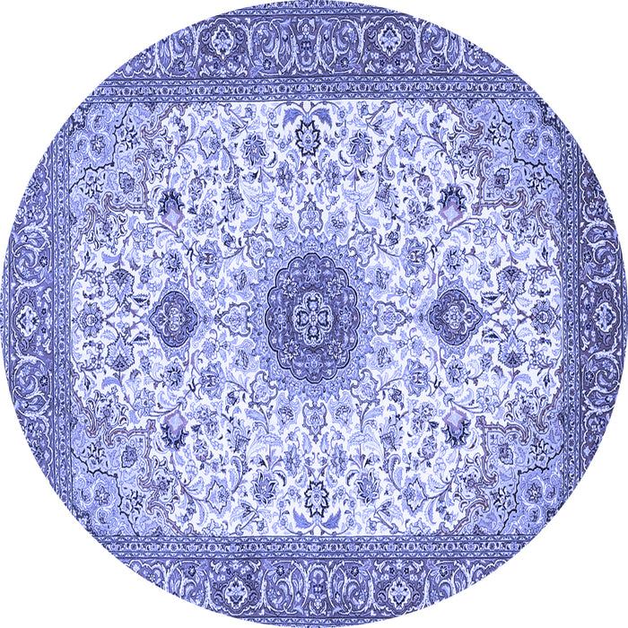 Round Medallion Blue Traditional Rug, tr1072blu