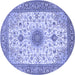 Round Medallion Blue Traditional Rug, tr1072blu