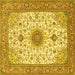 Square Medallion Yellow Traditional Rug, tr1072yw