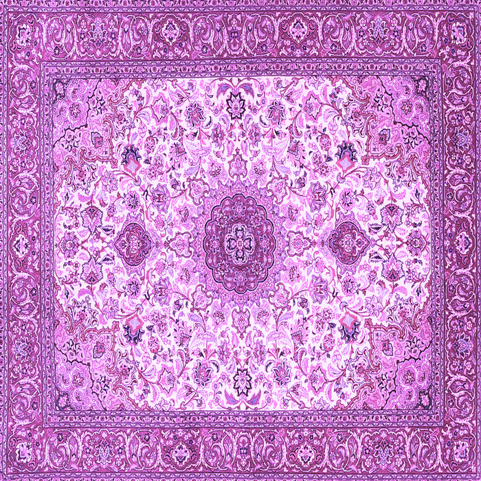 Square Machine Washable Medallion Purple Traditional Area Rugs, wshtr1072pur
