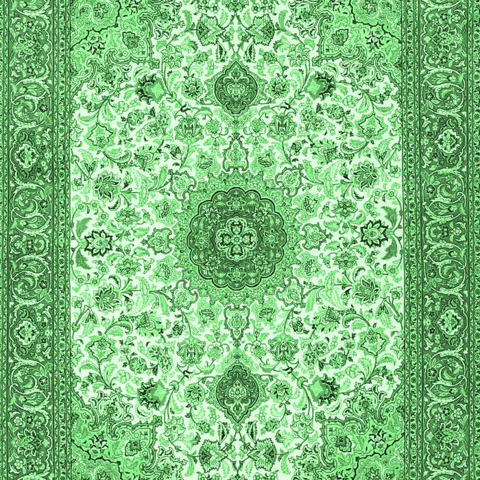 Medallion Emerald Green Traditional Rug, tr1072emgrn