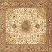 Square Medallion Brown Traditional Rug, tr1072brn