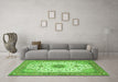 Machine Washable Medallion Green Traditional Area Rugs in a Living Room,, wshtr1072grn