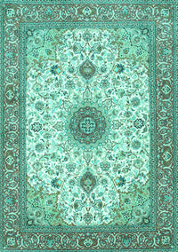 Medallion Turquoise Traditional Rug, tr1072turq