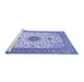 Sideview of Machine Washable Medallion Blue Traditional Rug, wshtr1072blu