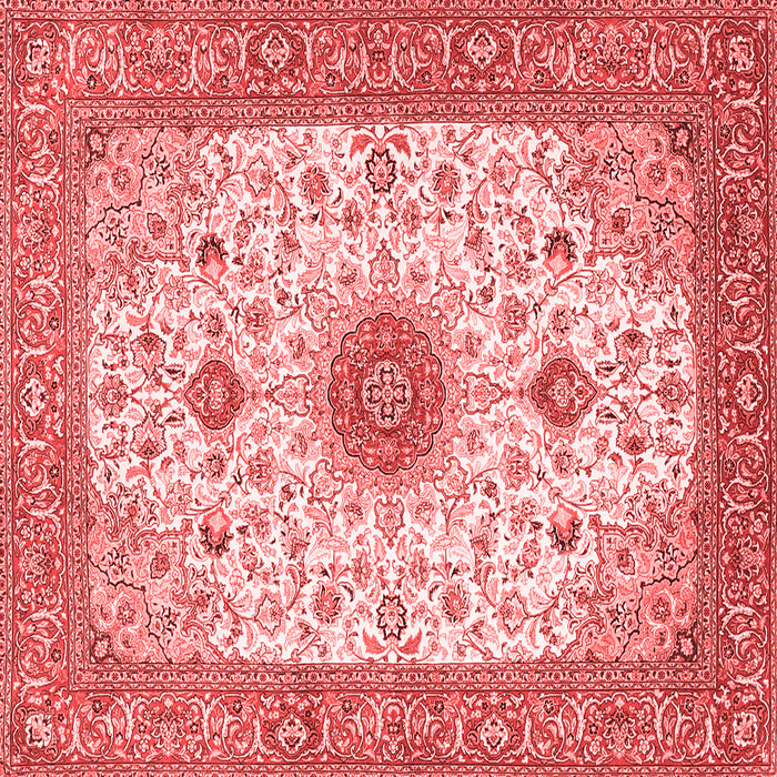 Machine Washable Medallion Red Traditional Rug, wshtr1072red