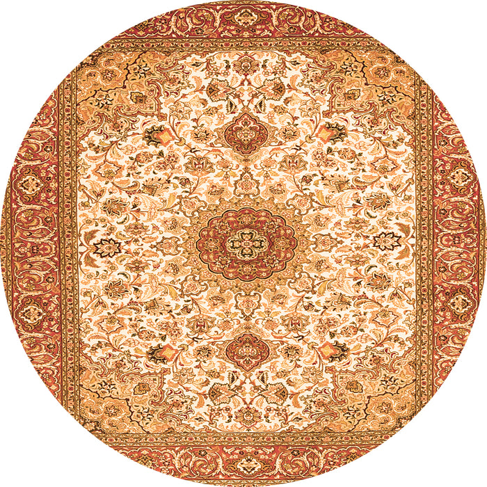 Machine Washable Medallion Orange Traditional Area Rugs, wshtr1072org