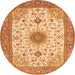 Machine Washable Medallion Orange Traditional Area Rugs, wshtr1072org