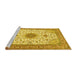 Sideview of Machine Washable Medallion Yellow Traditional Rug, wshtr1072yw