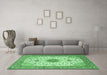 Machine Washable Medallion Emerald Green Traditional Area Rugs in a Living Room,, wshtr1072emgrn