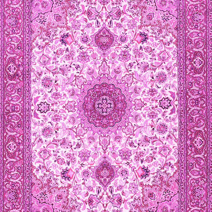 Machine Washable Medallion Pink Traditional Rug, wshtr1072pnk