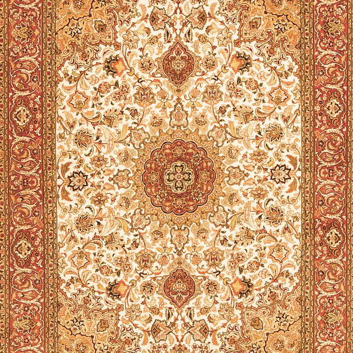 Serging Thickness of Machine Washable Medallion Orange Traditional Area Rugs, wshtr1072org