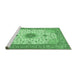 Sideview of Machine Washable Medallion Emerald Green Traditional Area Rugs, wshtr1072emgrn