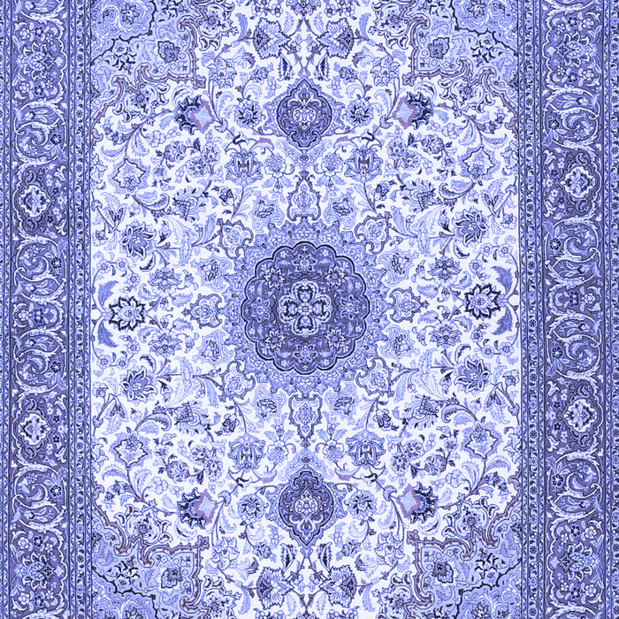 Machine Washable Medallion Blue Traditional Rug, wshtr1072blu