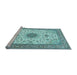 Sideview of Machine Washable Medallion Light Blue Traditional Rug, wshtr1072lblu