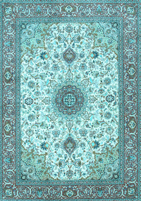 Medallion Light Blue Traditional Rug, tr1072lblu