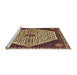 Sideview of Machine Washable Traditional Metallic Gold Rug, wshtr1073