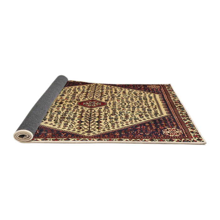 Sideview of Traditional Metallic Gold Persian Rug, tr1073