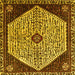 Square Machine Washable Persian Yellow Traditional Rug, wshtr1073yw