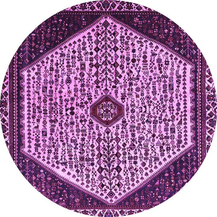 Round Persian Purple Traditional Rug, tr1073pur