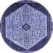 Round Persian Blue Traditional Rug, tr1073blu