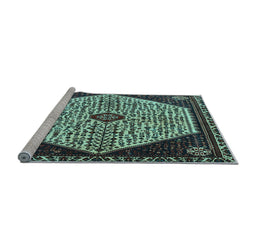 Sideview of Machine Washable Persian Light Blue Traditional Rug, wshtr1073lblu