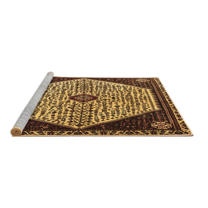 Sideview of Machine Washable Persian Brown Traditional Rug, wshtr1073brn