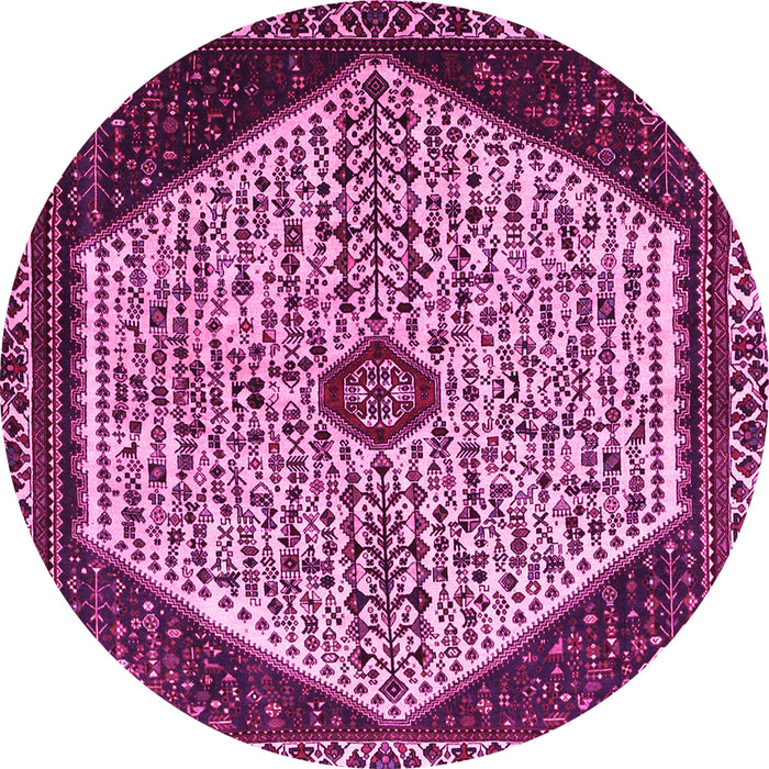 Round Persian Pink Traditional Rug, tr1073pnk
