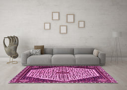 Machine Washable Persian Pink Traditional Rug in a Living Room, wshtr1073pnk