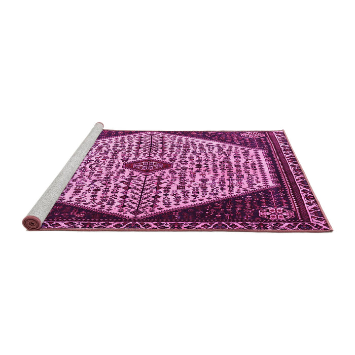 Sideview of Machine Washable Persian Pink Traditional Rug, wshtr1073pnk