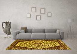 Machine Washable Persian Yellow Traditional Rug in a Living Room, wshtr1073yw