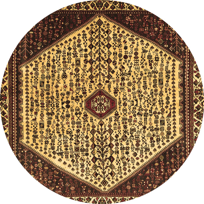 Round Machine Washable Persian Brown Traditional Rug, wshtr1073brn