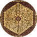 Round Machine Washable Persian Brown Traditional Rug, wshtr1073brn