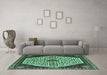 Machine Washable Persian Turquoise Traditional Area Rugs in a Living Room,, wshtr1073turq