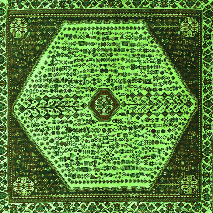 Round Machine Washable Persian Green Traditional Area Rugs, wshtr1073grn