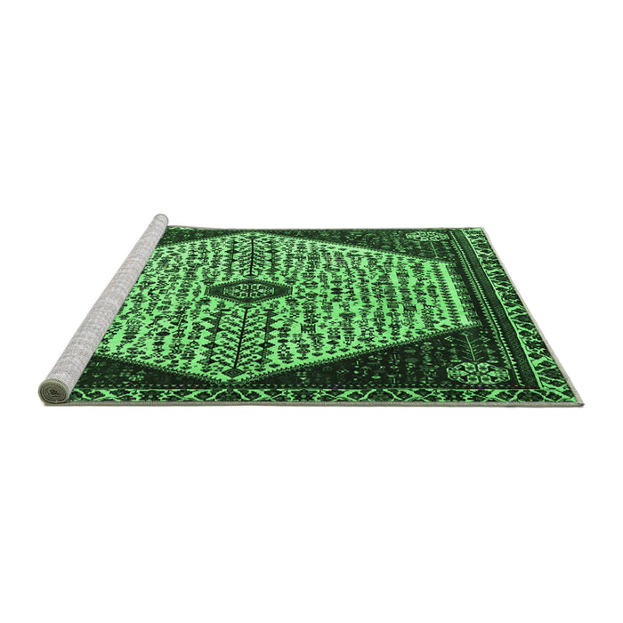 Sideview of Machine Washable Persian Emerald Green Traditional Area Rugs, wshtr1073emgrn