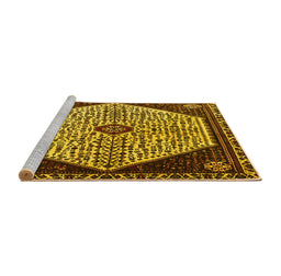 Sideview of Machine Washable Persian Yellow Traditional Rug, wshtr1073yw