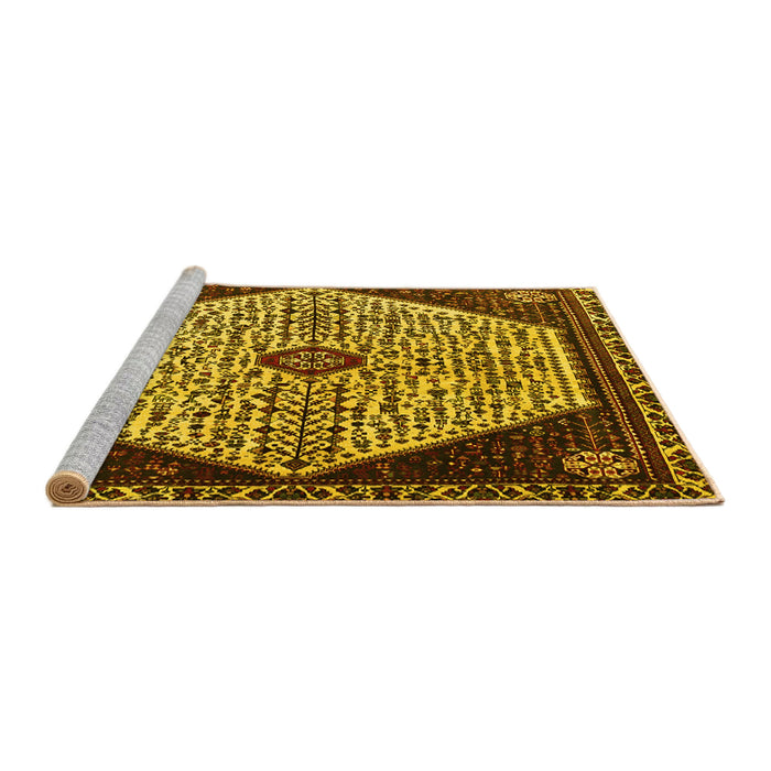 Sideview of Machine Washable Persian Yellow Traditional Rug, wshtr1073yw