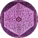 Round Machine Washable Persian Purple Traditional Area Rugs, wshtr1073pur