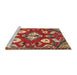 Sideview of Machine Washable Traditional Orange Brown Rug, wshtr1074