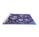 Sideview of Machine Washable Persian Blue Traditional Rug, wshtr1074blu