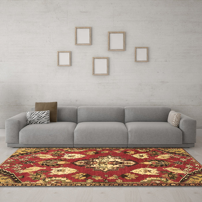 Machine Washable Persian Brown Traditional Rug in a Living Room,, wshtr1074brn