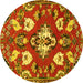 Round Persian Yellow Traditional Rug, tr1074yw