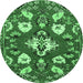 Round Persian Emerald Green Traditional Rug, tr1074emgrn